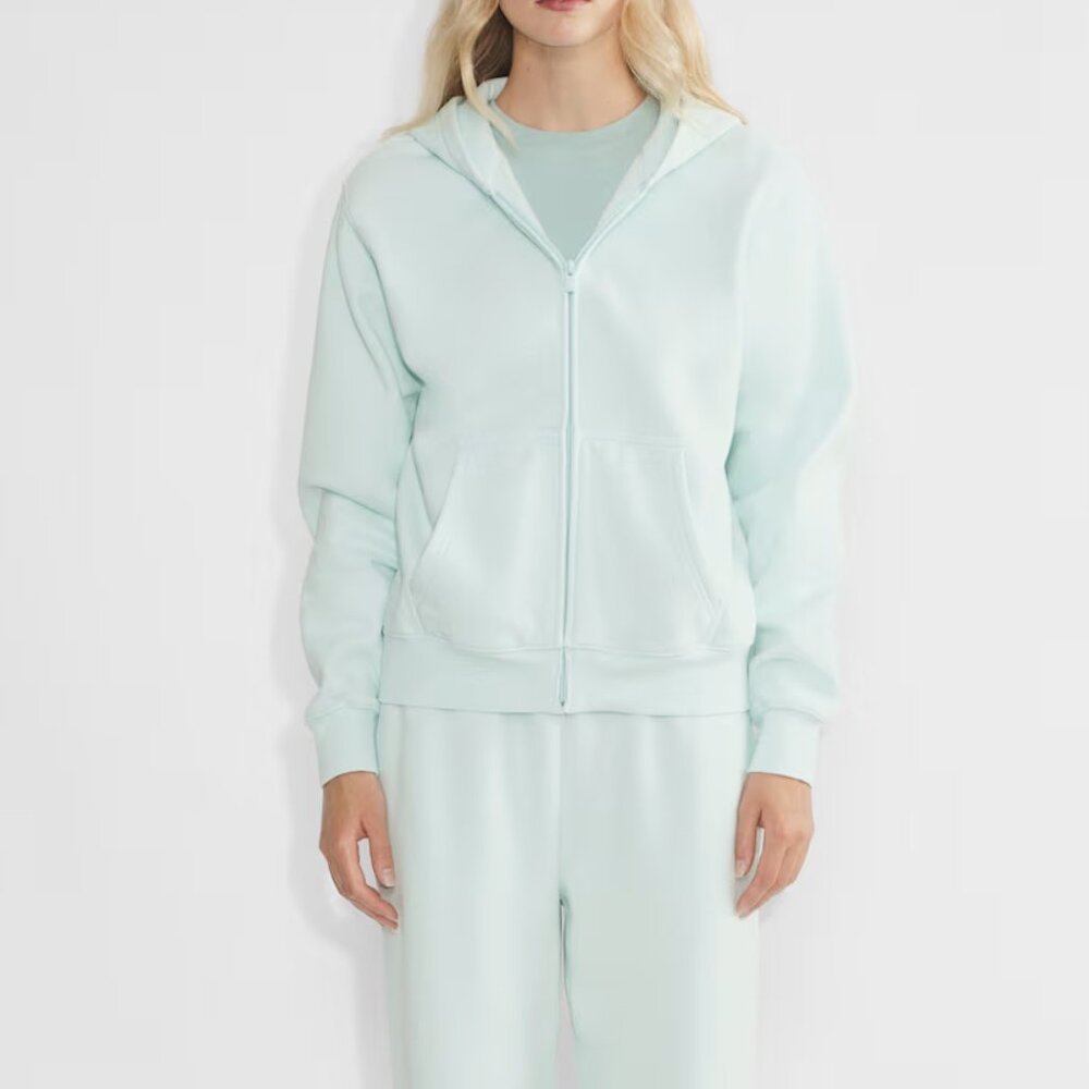 Aritzia Cozy Sweatfleece Perfect Zip Hoodie in Mint Blue, Size XS, New with Tag